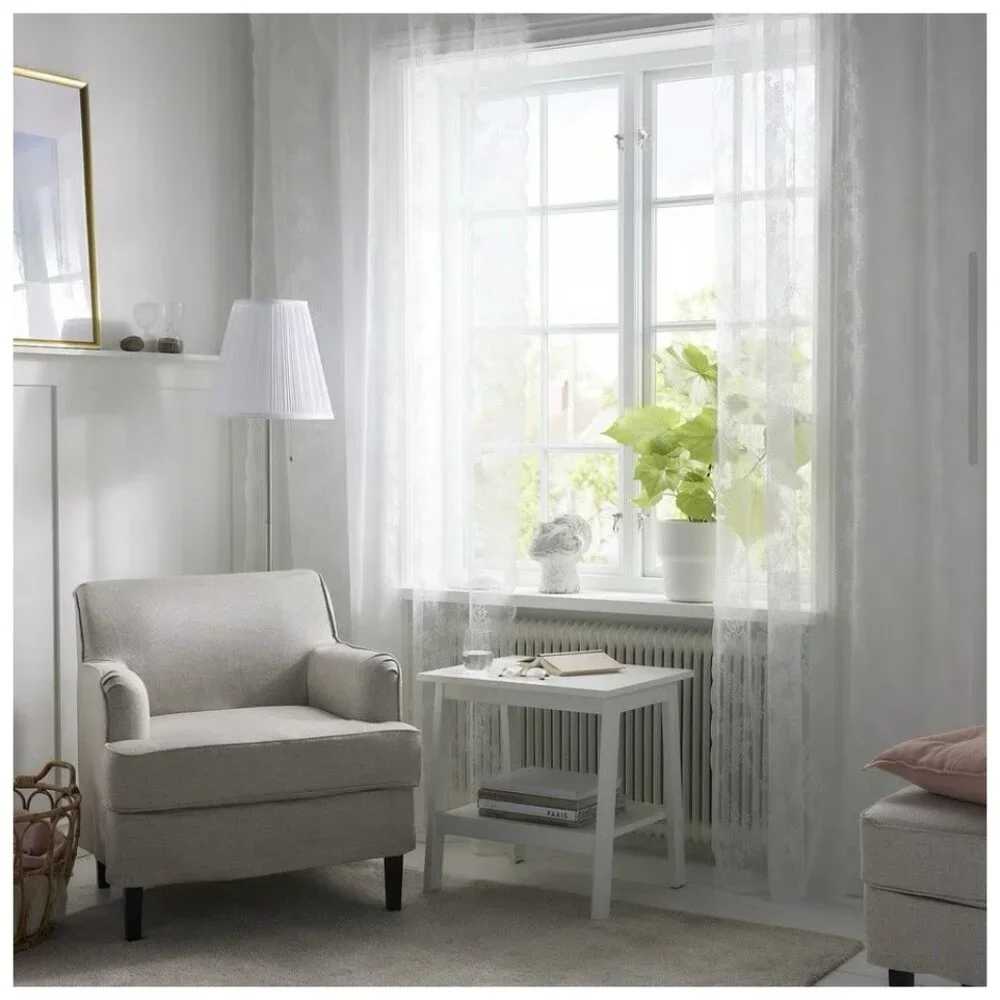 IKEA Lovely Classic White Alvine Spets 145 x 250cm Lace Net Curtains Sealed New